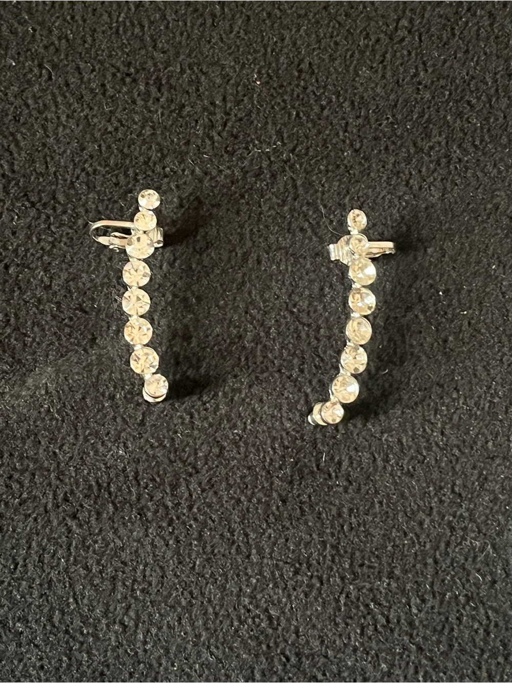 Claire’s Crystal Linear Ear Climbers - Clear Rhinestone Silver Tone